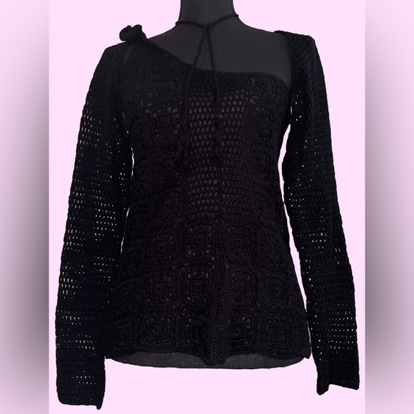 POSTER GRL / DOLLS KILL Crochet Knit Halter Top/Dress with Shrug - Picture 6 of 7